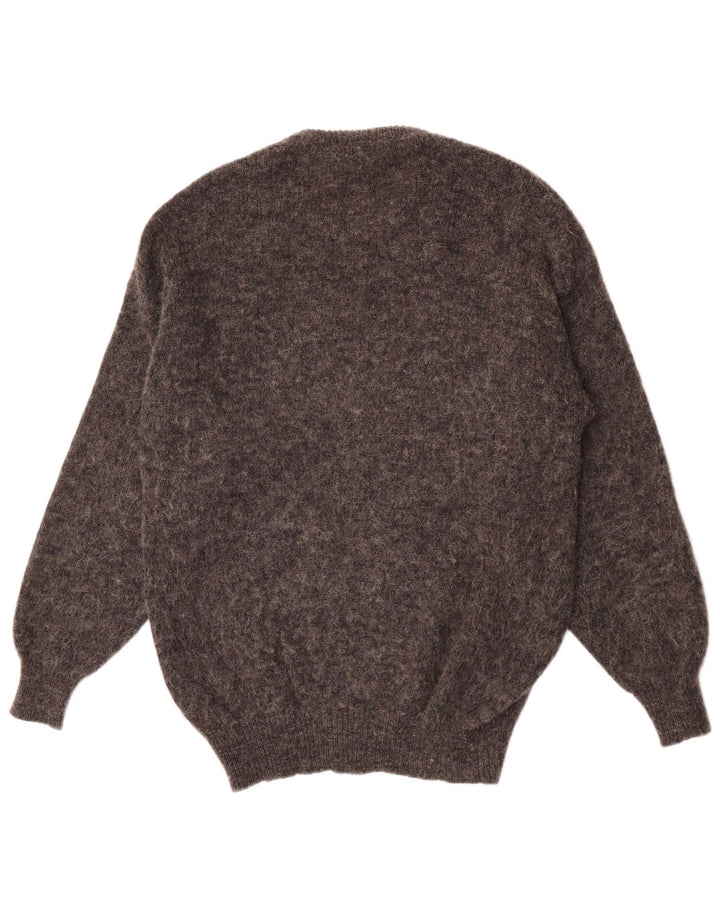 vintage Mens Crew Neck Jumper Pull Gris Moyen Argyle/Diamant