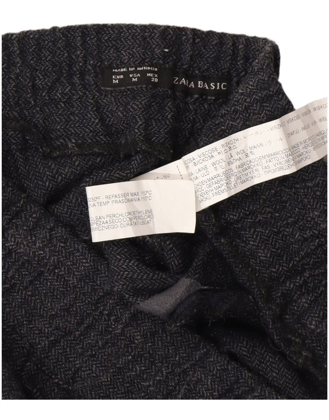 Zara Pantalon De Jogging Femme Moyen W28 L27 Bleu Marine Herringbone Viscose