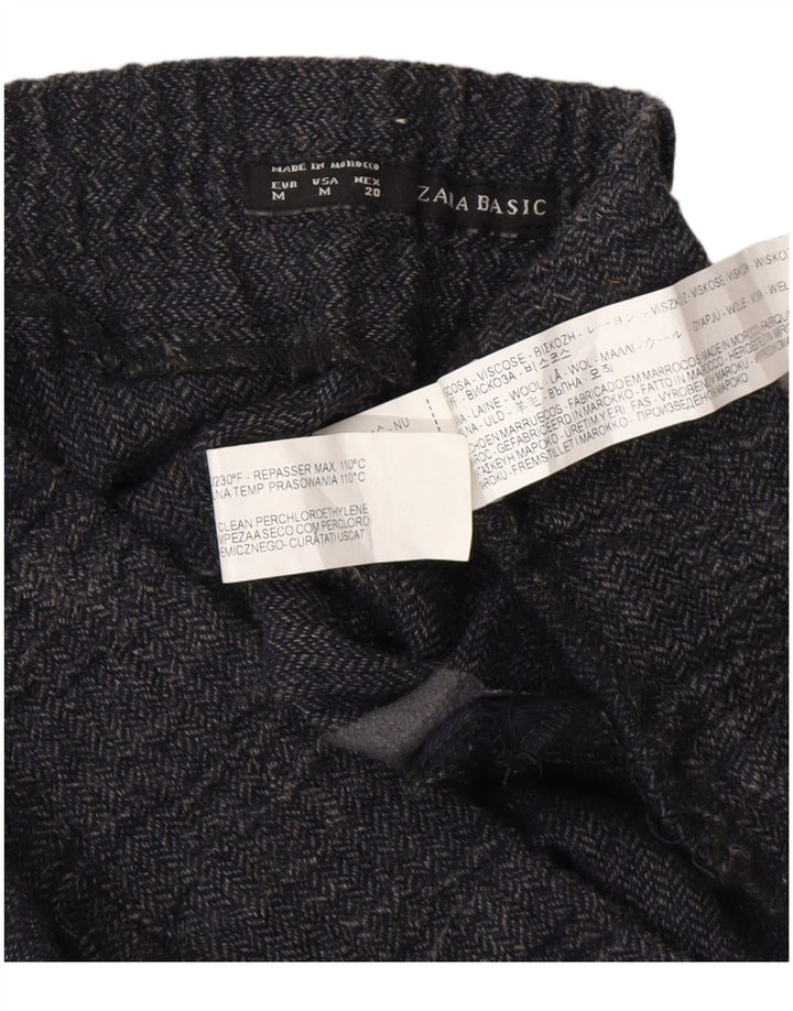 Zara Pantalon De Jogging Femme Moyen W28 L27 Bleu Marine Herringbone Viscose