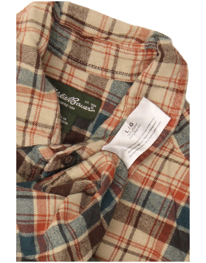 Eddie Bauer Chemise en flanelle pour homme en coton à carreaux beiges