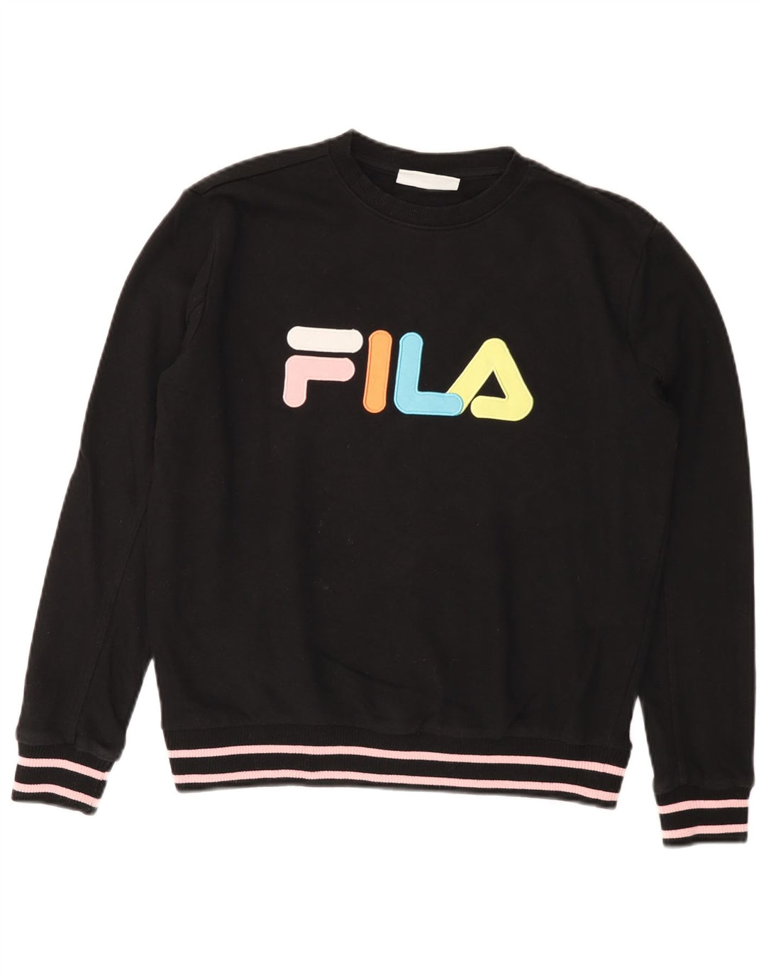FILA Sweat-shirt graphique pour femme UK 14 en coton noir moyen