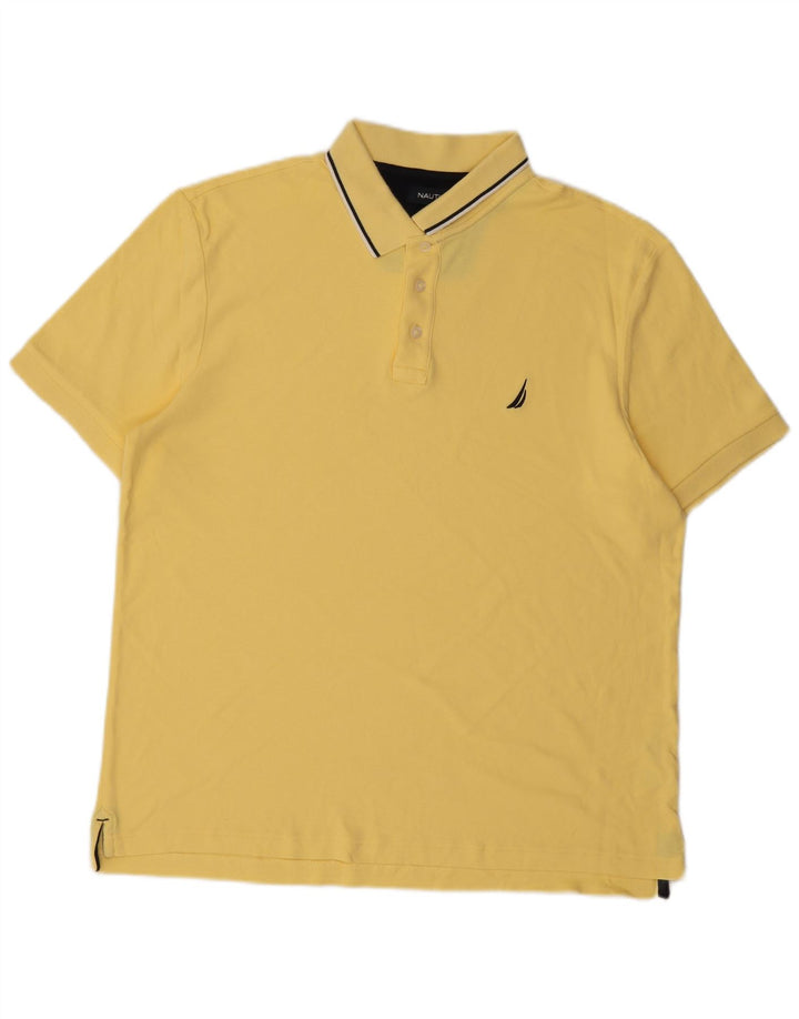 NAUTICA Mens Polo Shirt Large Yellow Cotton