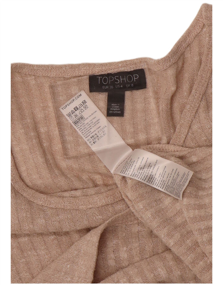 Topshop Top court surdimensionné à manches longues pour femme UK 8 Small Beige