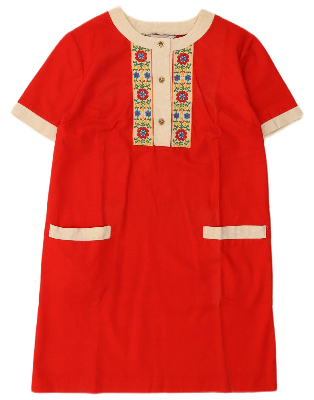 Luna Robe droite pour femme EU 40 Coton floral rouge moyen