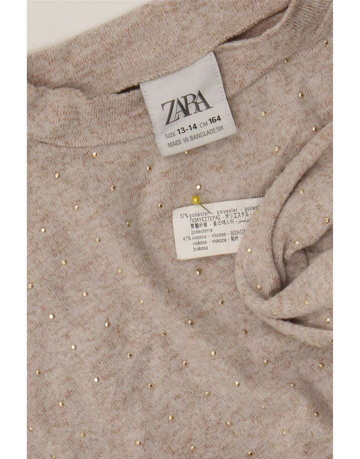 Zara Filles Top Manches Longues 13-14 ans Beige Polyester