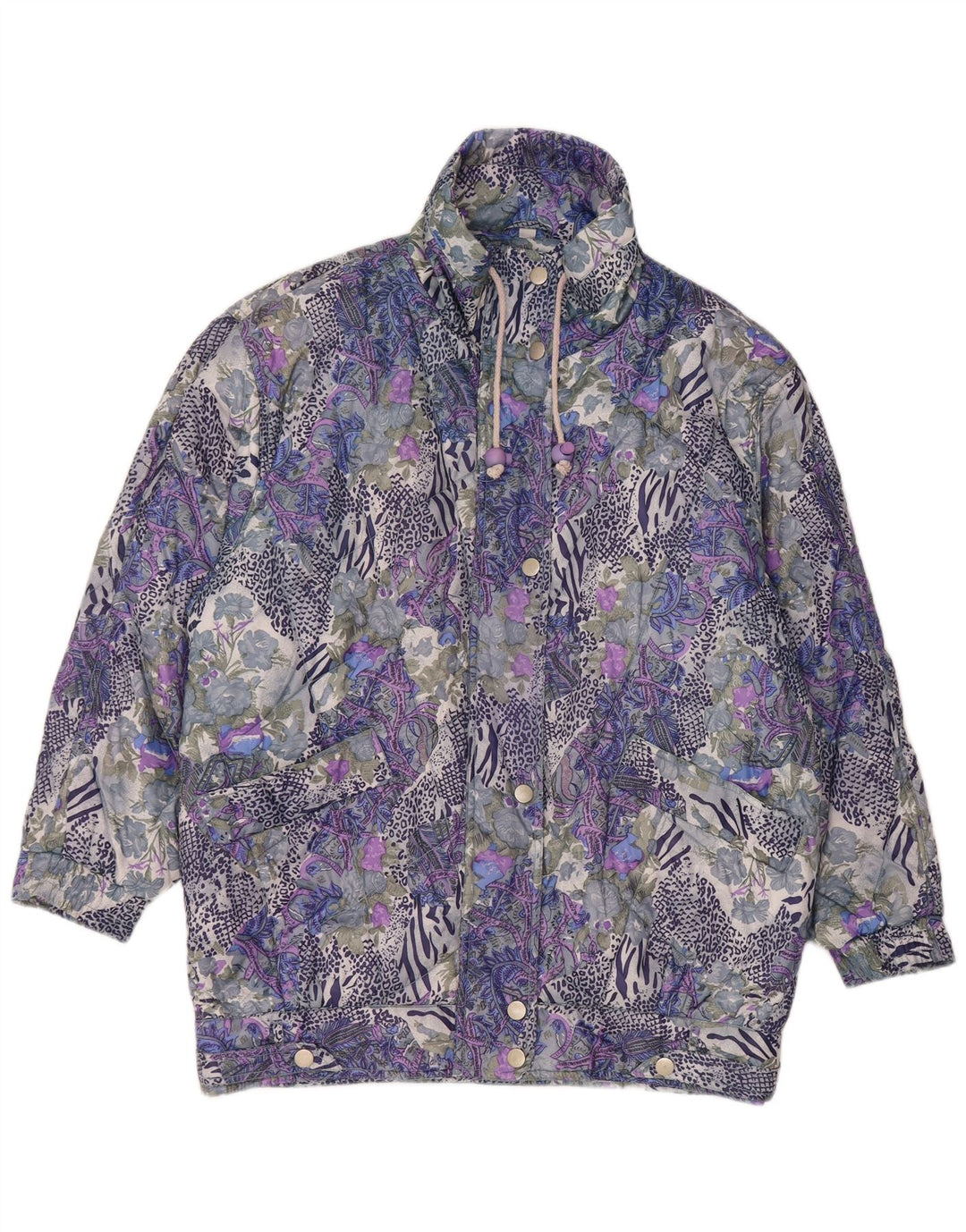 VINTAGE Femmes Abstract Pattern Bomber Jacket UK 14 Moyen Multicolore