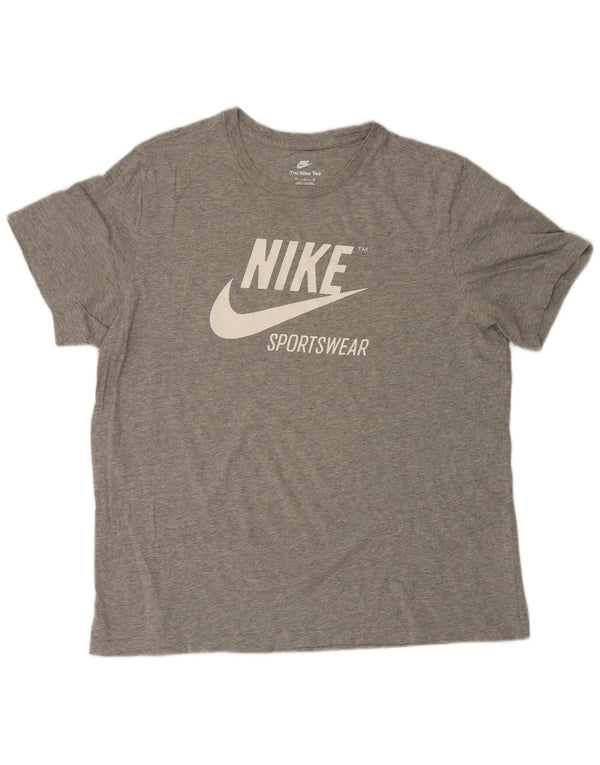 Nike Mens Graphic T-Shirt Top XL Gris Moucheté Coton