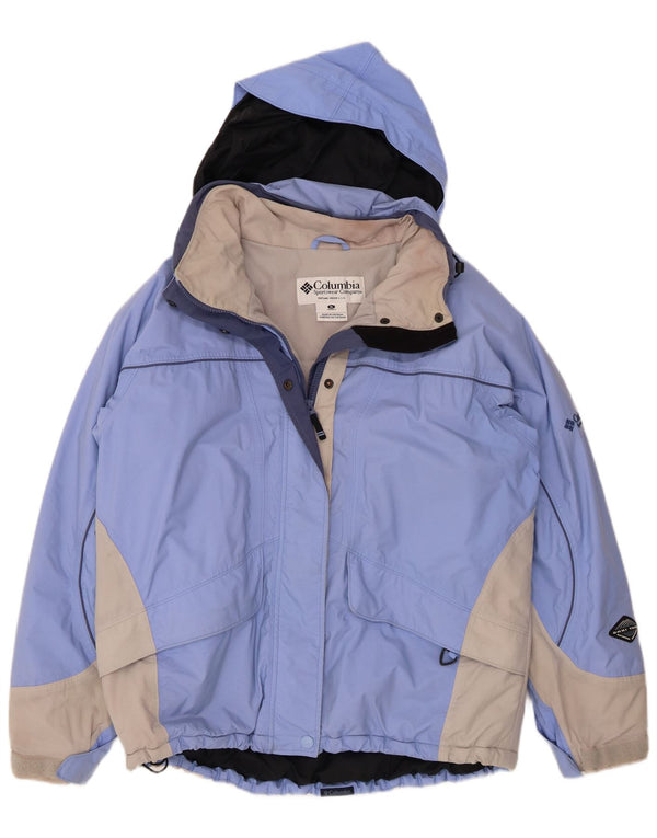 Columbia Veste de ski à capuche Omni-Tech pour femme UK 18 XL Bleu Colorblock Nylon