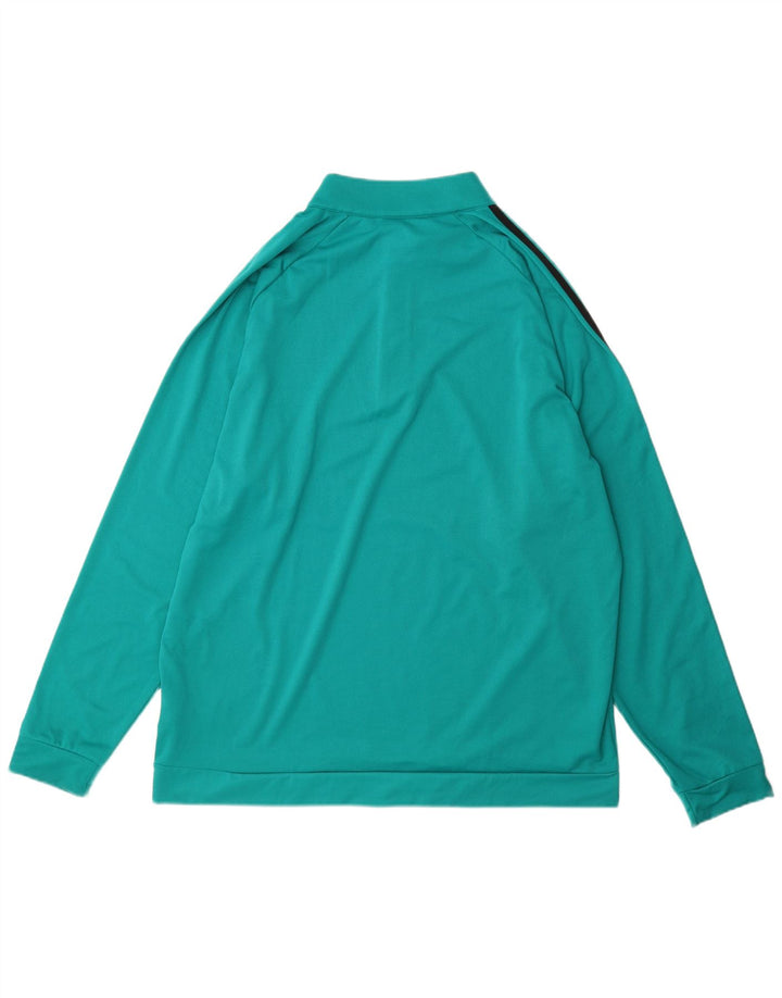 ADIDAS Haut de survêtement à col zippé pour homme XL Turquoise Polyester