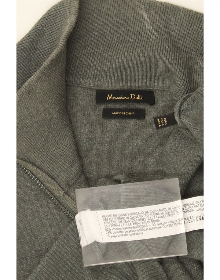 Massimo Dutti Pull à col zippé pour homme Large Gris Viscose