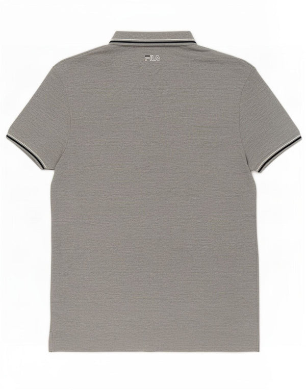 Fila Polo à manches courtes pour hommes, coupe régulière, UK 42, grand, gris, coton