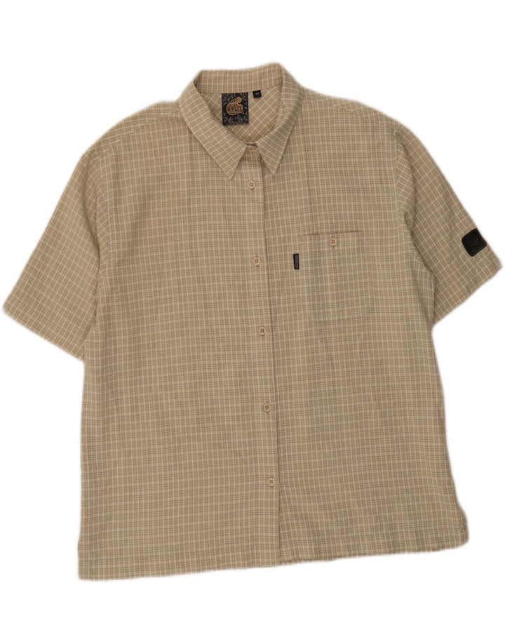 IGUANA Womens Short Sleeve Shirt EU 44 XL Beige Check Vintage Iguana and Second-Hand Iguana from Messina Hembry 