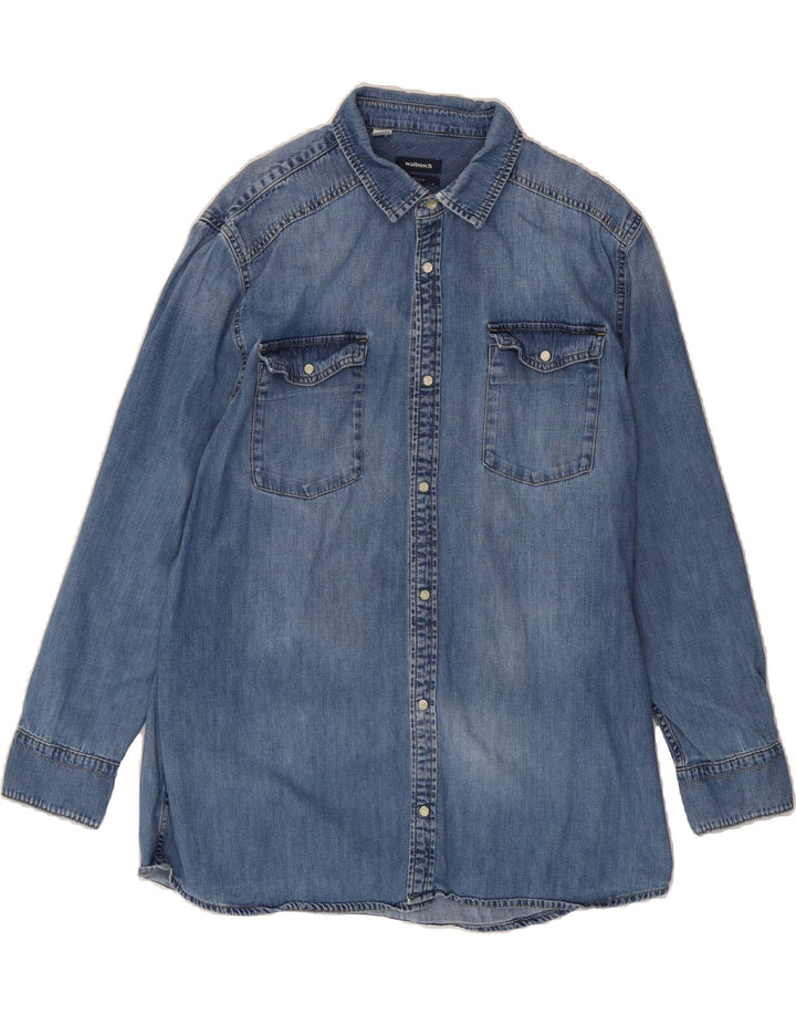 WALBUSCH Mens Regular Fit Denim Shirt Size 45/46 XL Blue Cotton Vintage Walbusch and Second-Hand Walbusch from Messina Hembry 