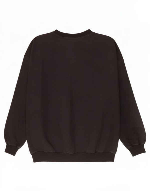 vintage Femmes Sweat-shirt surdimensionné Jumper UK 14 Coton floral noir moyen
