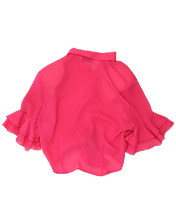 ACCORDO Chemisier à manches courtes pour femme UK 12 Rose moyen Polyester