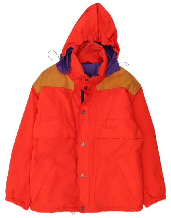 Anzi Besson Veste de ski à capuche pour homme IT 52 Large Rouge Colourblock Polyester