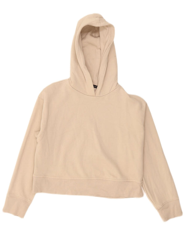 Zara Femme Crop Oversize Sweat à capuche UK 10 Petit Coton Beige