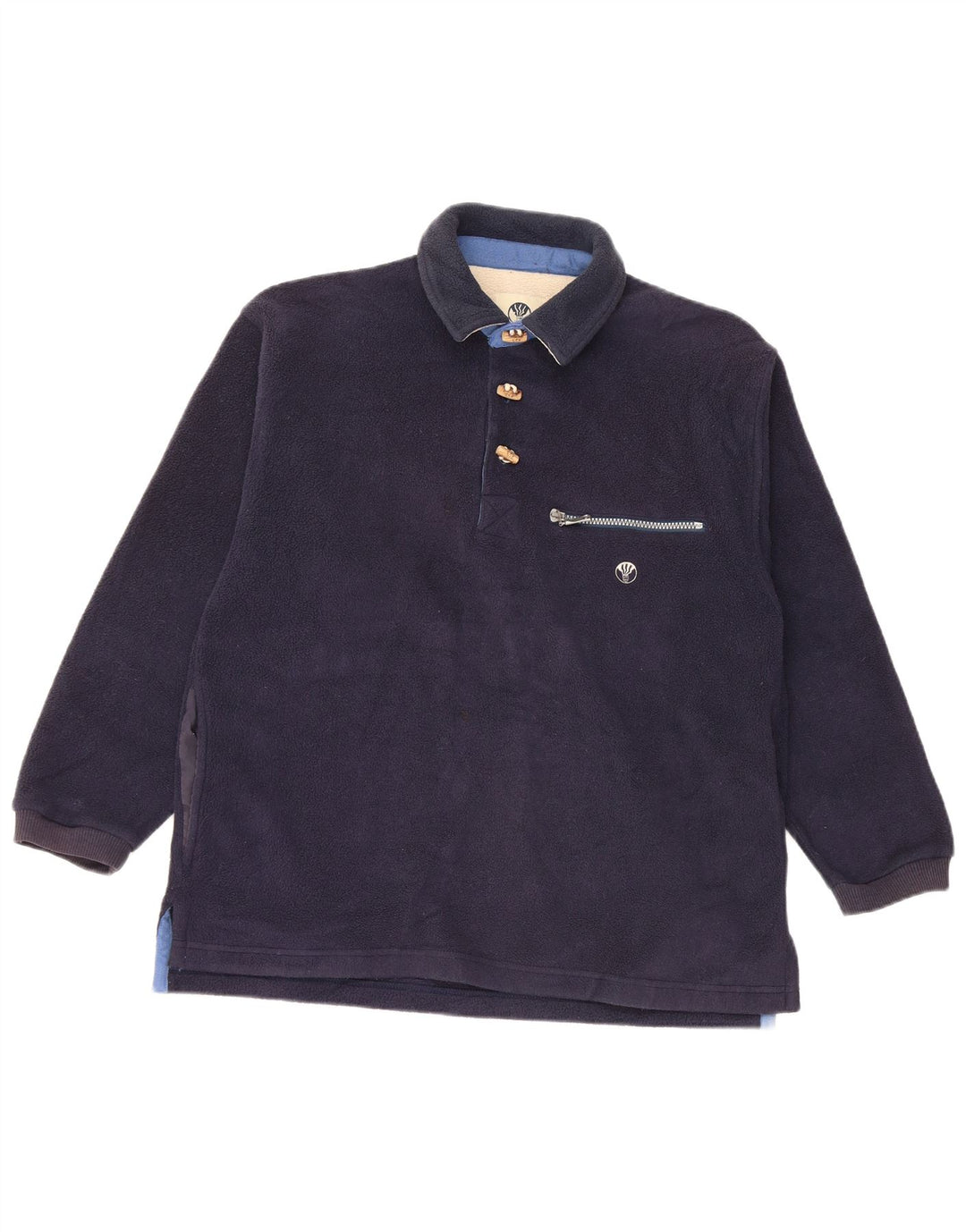 FAT FACE Pull Polartec Coupe Ample à Col Polo Homme Bleu Marine XS