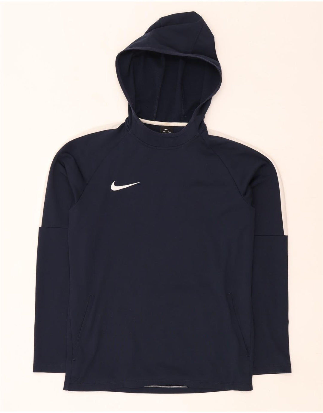 Nike Hommes Dri Fit Sweat à capuche Petit Bleu marine Colorblock Polyester