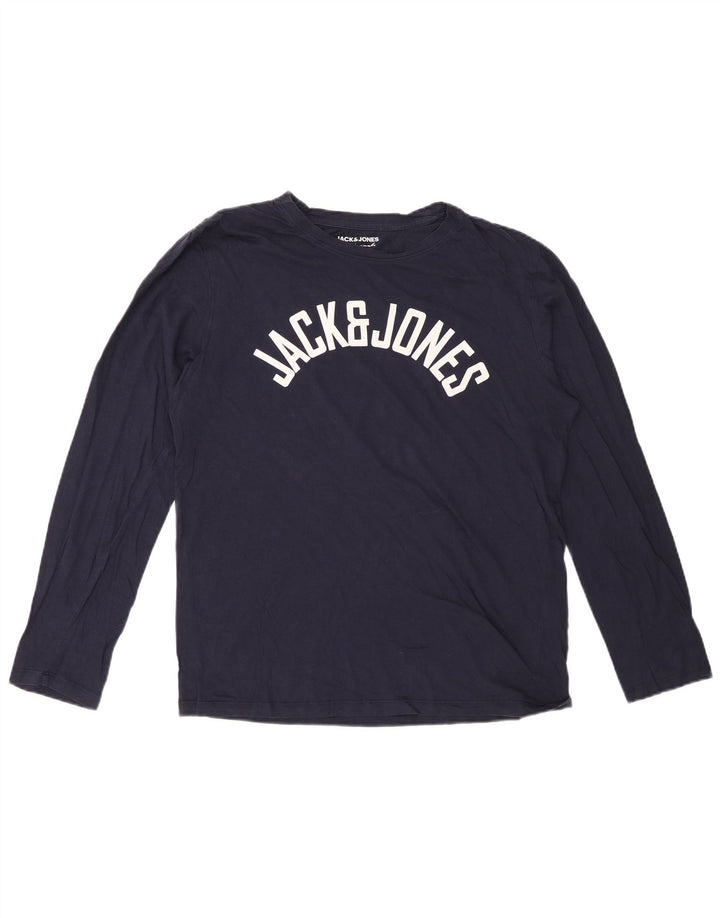 JACK & JONES Haut Graphique Manches Longues Homme Bleu Marine Moyen Coton