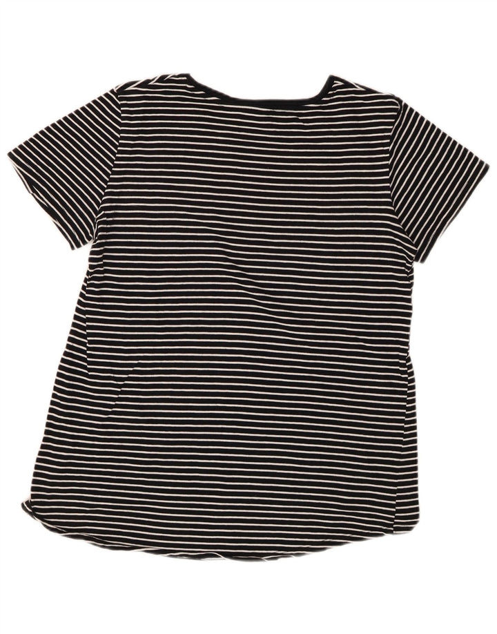 Zara Womens T-Shirt Top UK 10 Petit Noir Rayé