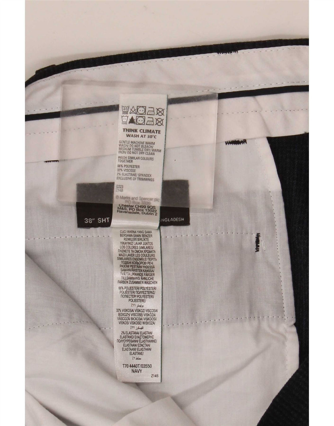 Marks & Spencer Pantalon décontracté droit pour homme W38 L29 Bleu marine Polyester