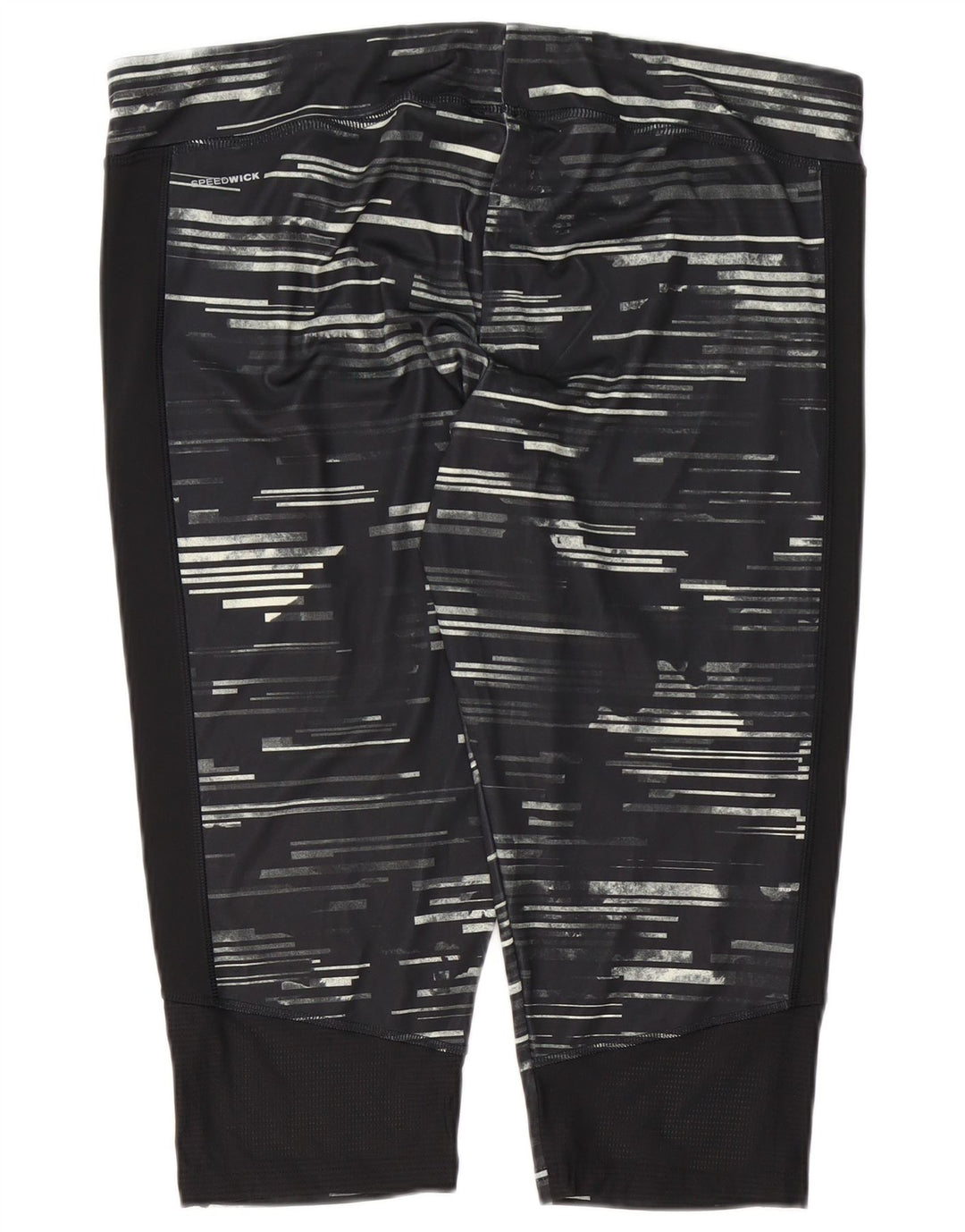 Reebok Femmes Capri Leggings UK 24/26 2XL Noir Rayé Polyester