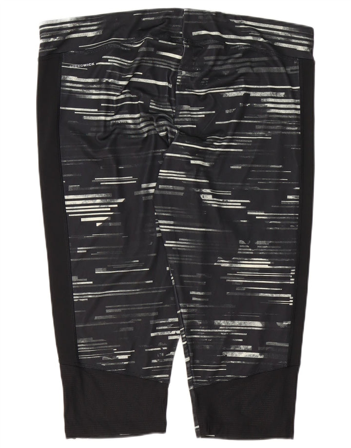 Reebok Femmes Capri Leggings UK 24/26 2XL Noir Rayé Polyester