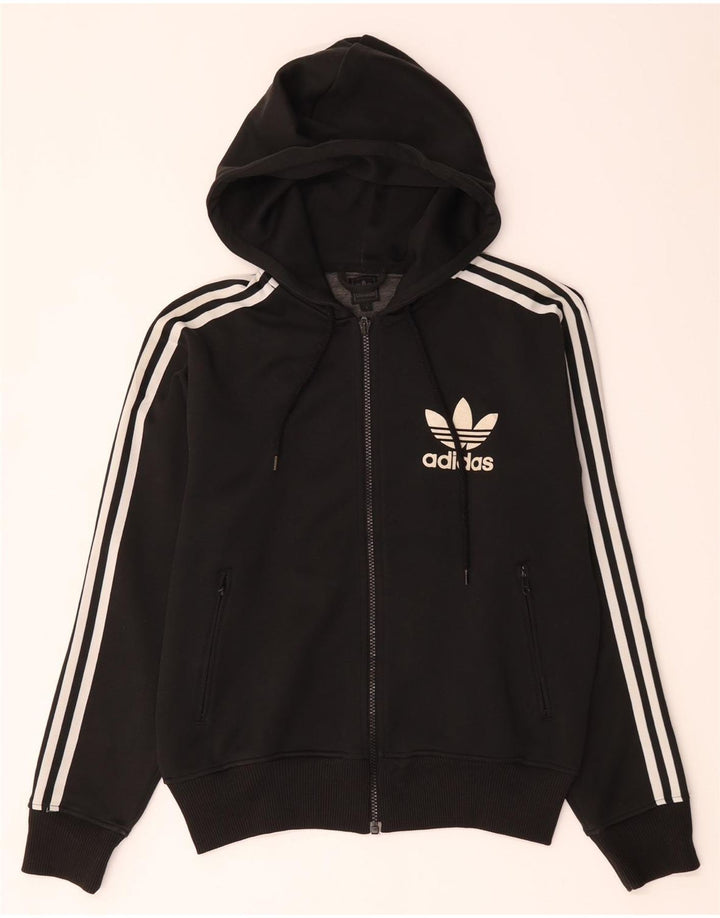 Adidas Pull à capuche zippé pour femme UK 16 Grand Noir Polyester