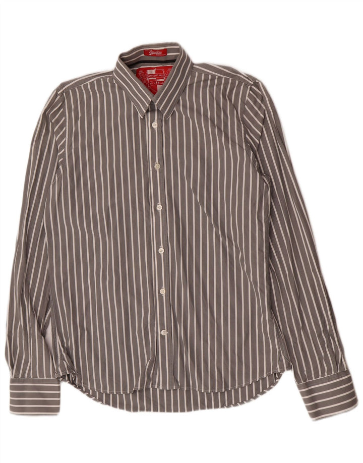 Superdry Chemise Homme 2XL Gris Pinstripe Cotton