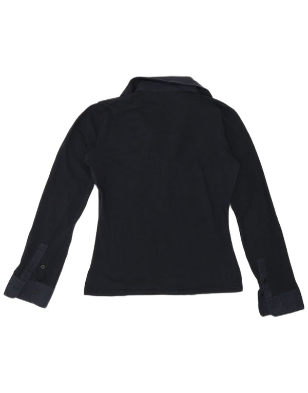 Max Mara Polo à manches longues pour femme UK 14 Bleu marine moyen Colourblock