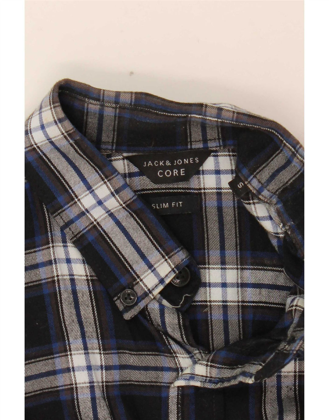 Jack & Jones Chemise Slim Fit en Flanelle pour Homme Petit Carreau Bleu