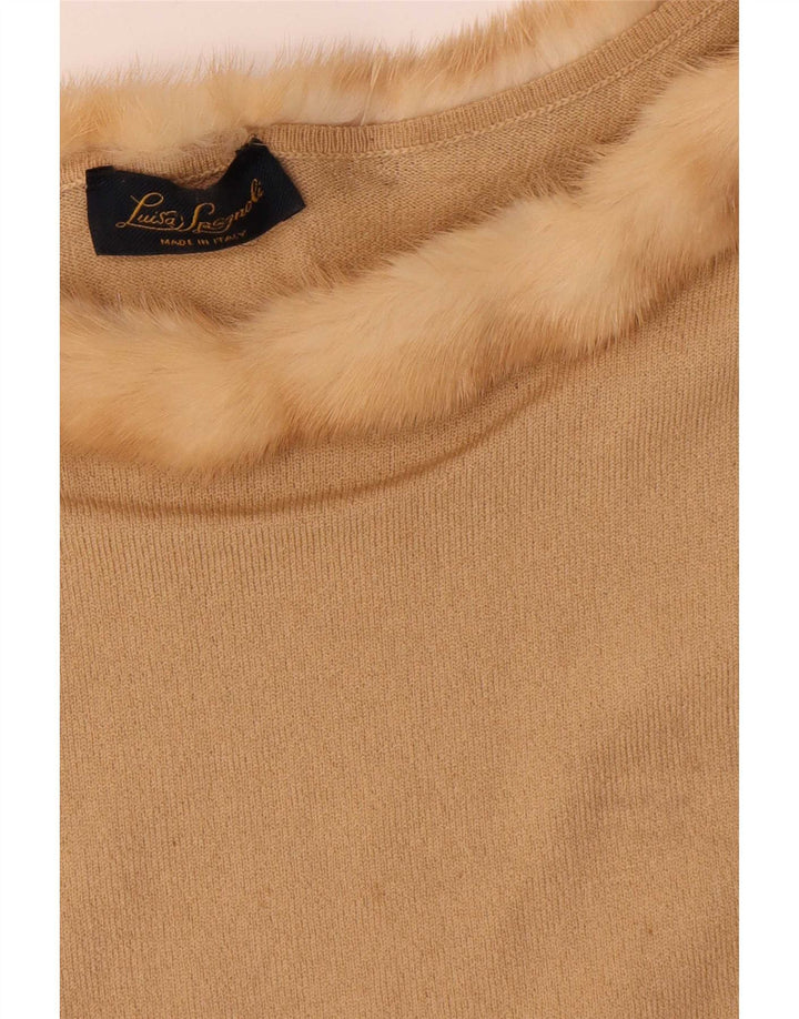Luisa Spagnoli Haut Femme Manches 3/4 UK 12 Laine Beige Moyen