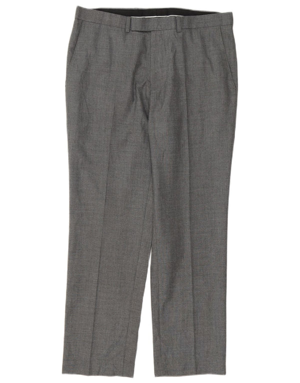 Marks & Spencer Pantalon de Costume Droit Homme W34 L29 Gris Polyester