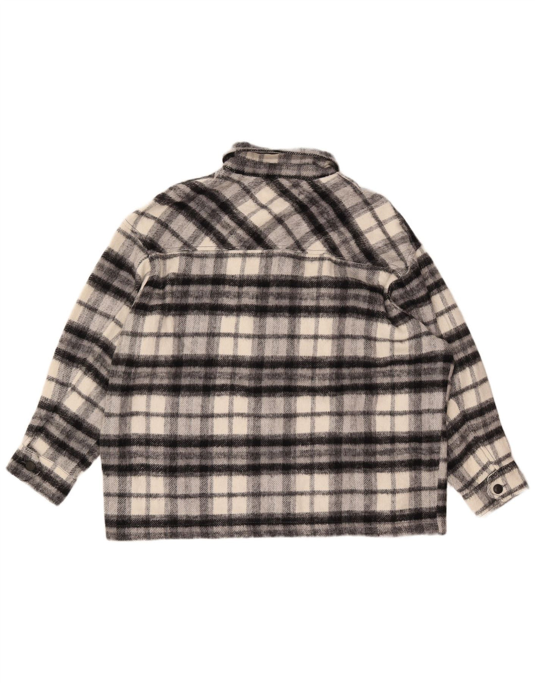 ZARA Surchemise surdimensionnée en flanelle pour femme UK 16 Grand carreaux noirs