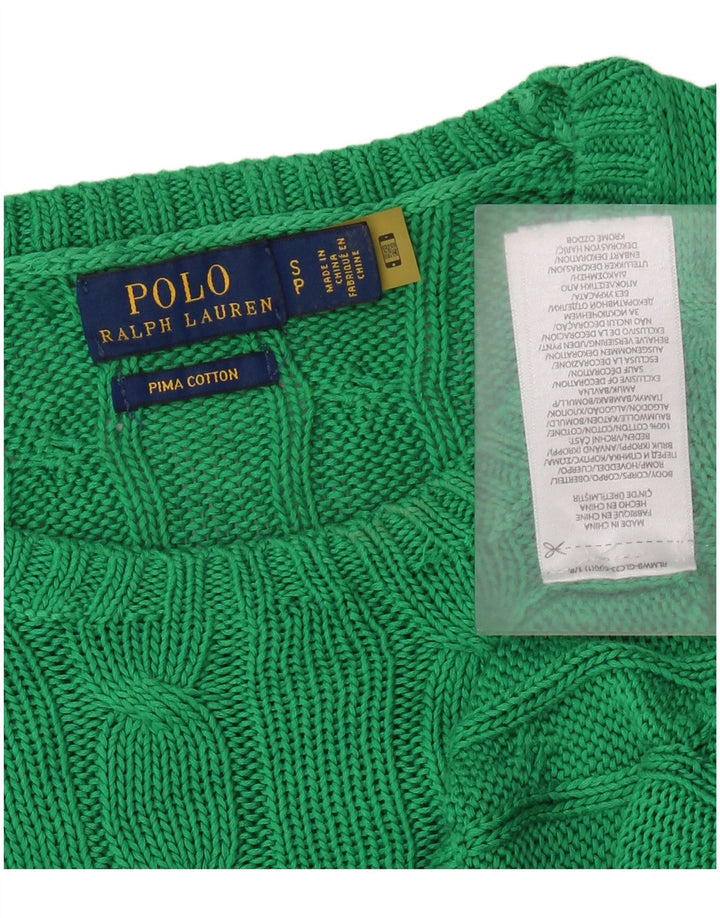 POLO RALPH LAUREN Pull ras du cou pour femme UK 10 Petit coton vert