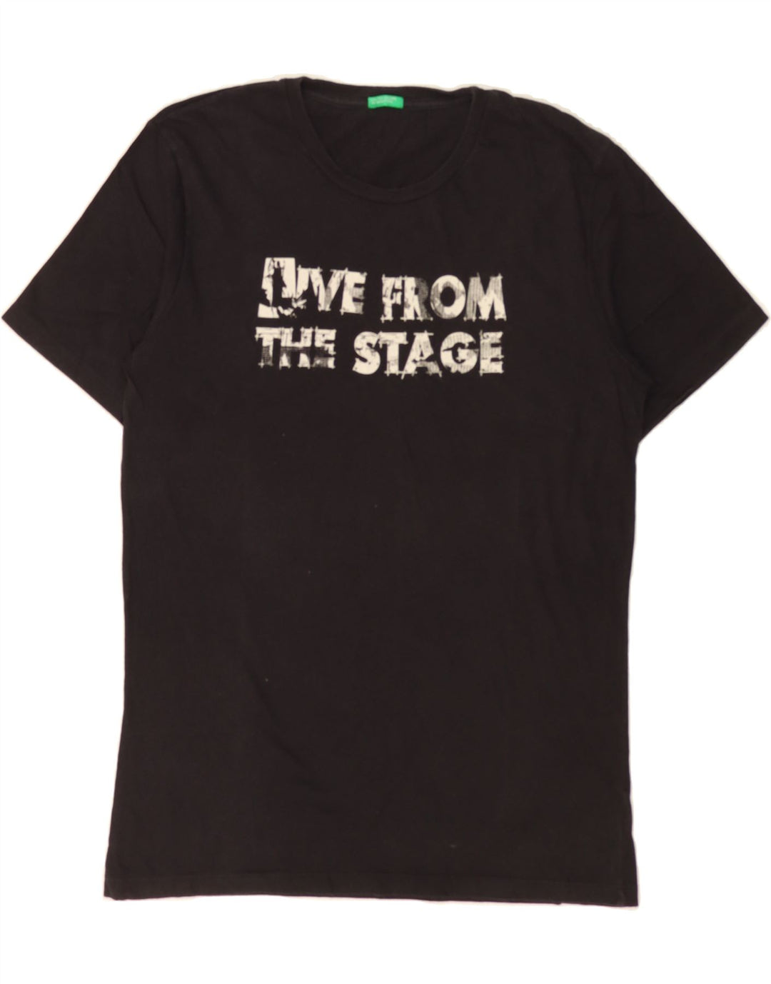 BENETTON Mens Graphic T-Shirt Top Medium Black Cotton Vintage Benetton and Second-Hand Benetton from Messina Hembry 