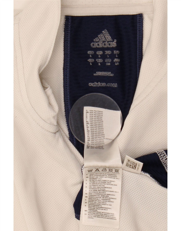 Adidas T-shirt à col zippé pour homme Large Blanc Colorblock Polyester