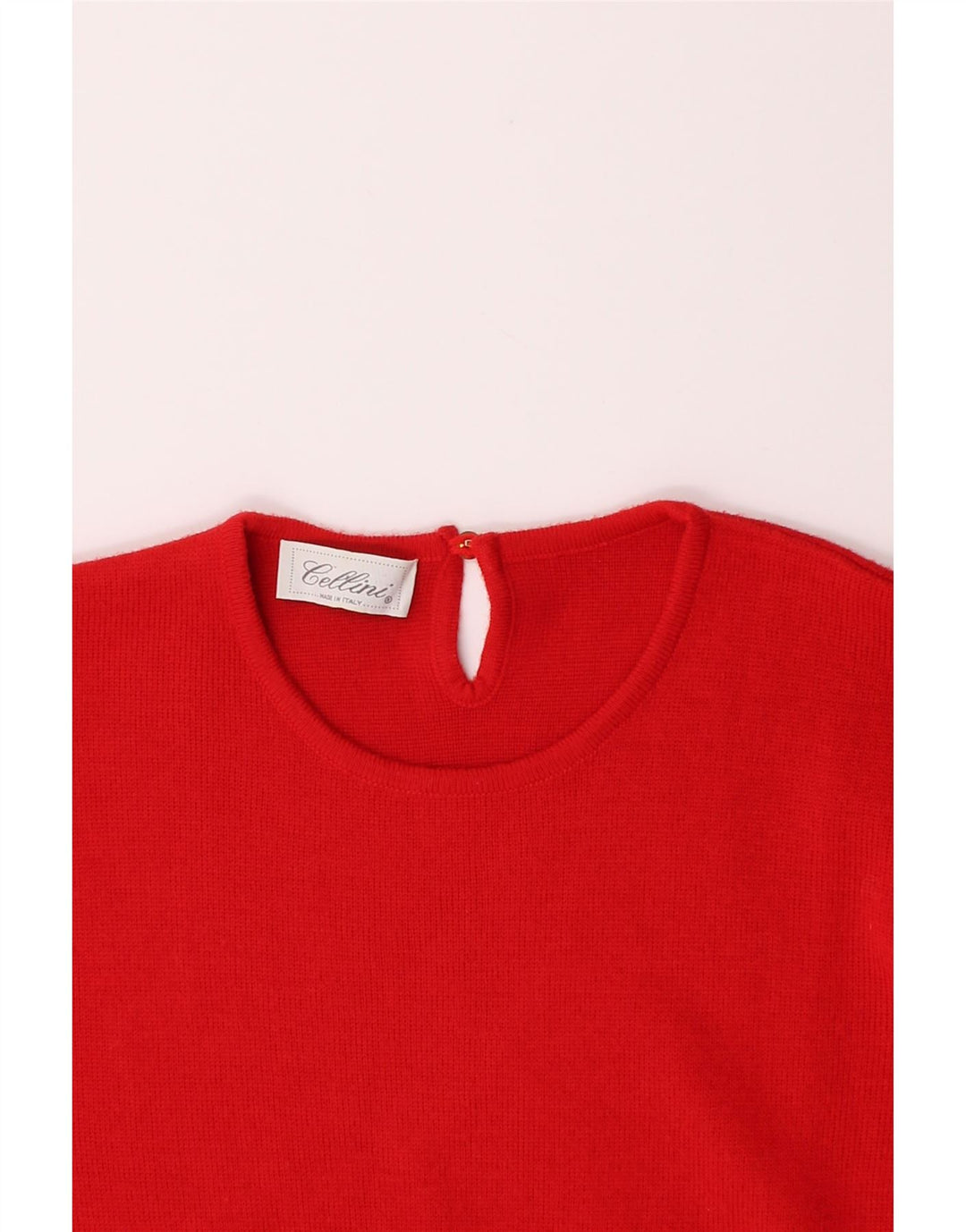 CELLINI Womens Crew Neck Jumper Sweater IT 44 Medium Red Striped Vintage Cellini and Second-Hand Cellini from Messina Hembry 