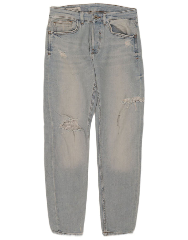 Zara Jean fuselé en détresse pour homme EU 38 Small W30 L29 Bleu Coton