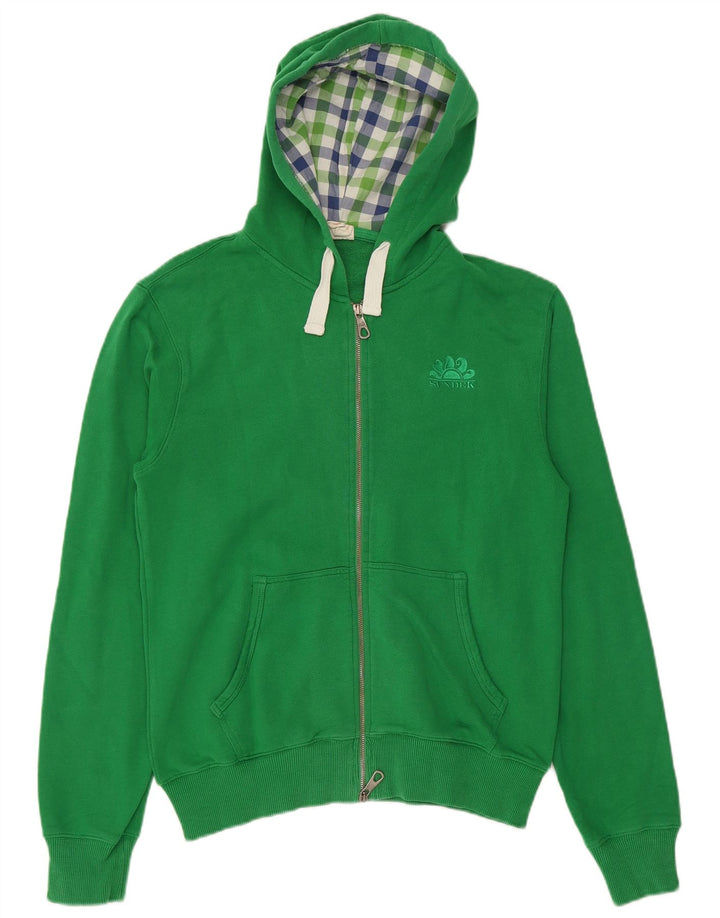 Sundek Pull à capuche zippé pour homme en coton vert moyen