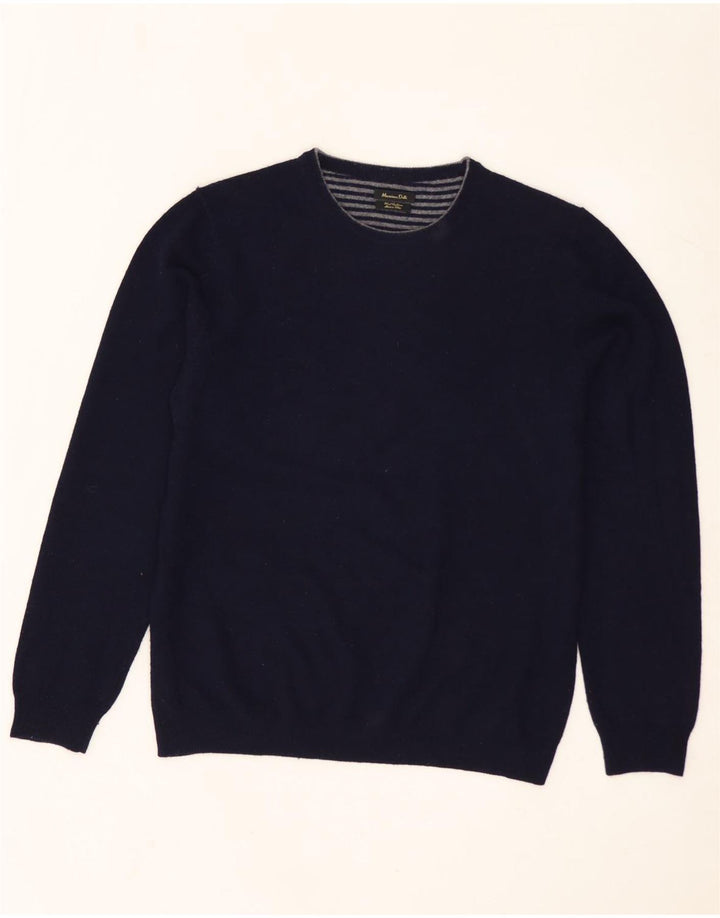 MASSIMO DUTTI Pull à col rond pour homme en laine bleu marine