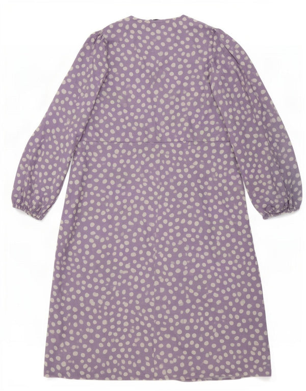 Zara Robe longue surdimensionnée à volants sur le devant pour femme UK 10 Petit Violet à pois