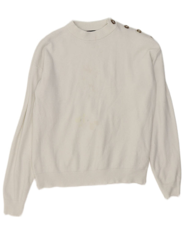 Marks & Spencer Pull à col rond pour femme UK 10 Petite viscose blanche
