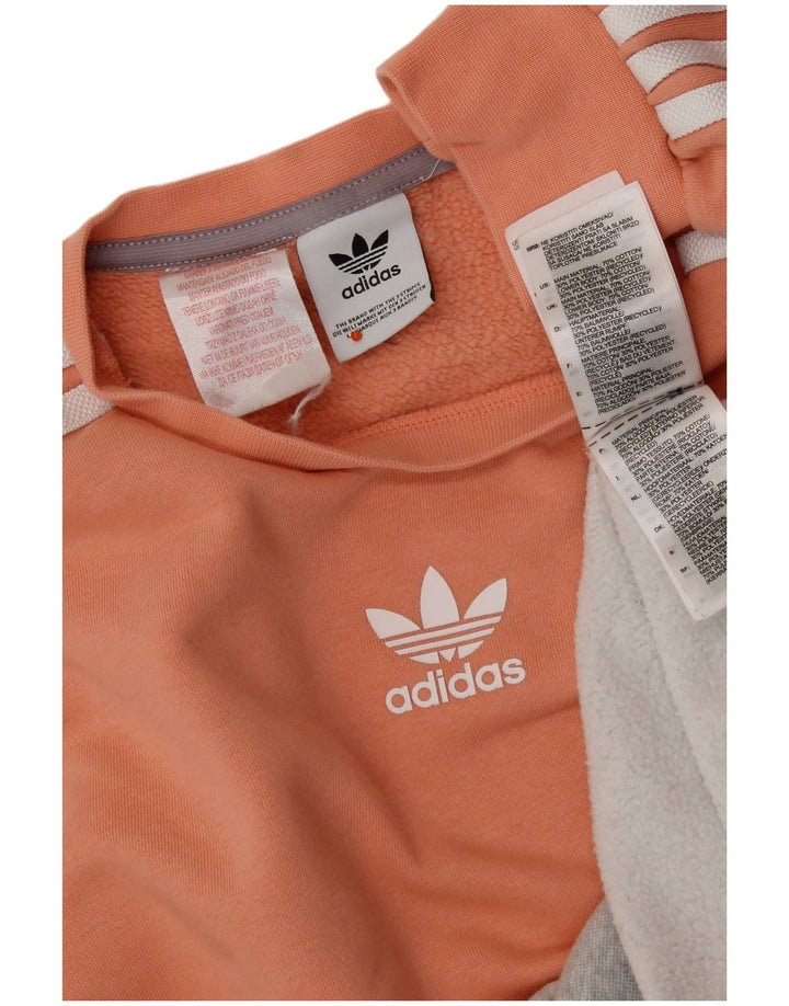 ADIDAS Sweat-shirt pour femme UK 12 en coton color block orange moyen