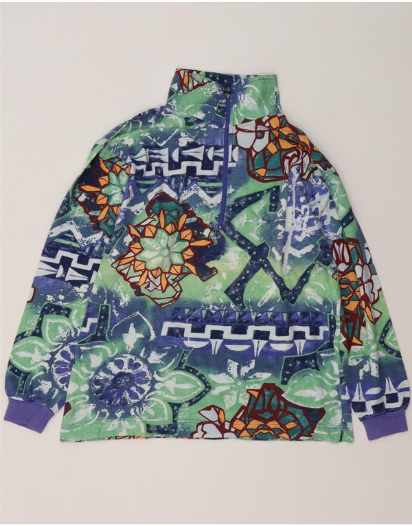 Maser M Sweat-shirt à col zippé pour femme UK 16 Large Multicolore Floral