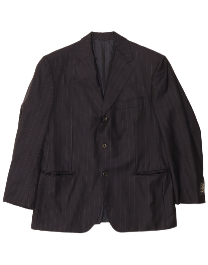 TASMANIAN Veste blazer à 3 boutons pour homme UK 38 Bleu marine moyen à fines rayures