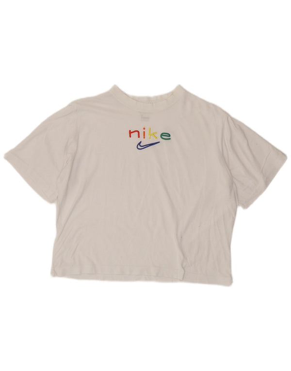 Nike T-shirt graphique surdimensionné Dri Fit pour femme UK 10 Small Blanc