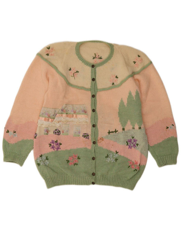 vintage Womens Cardigan Sweater UK 18 XL Multicolore Colourblock Nouveauté