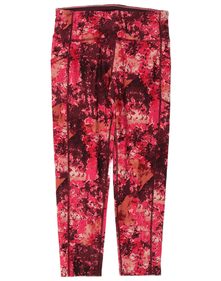 CALVIN KLEIN Leggings à motif abstrait pour femme UK 14 Large Nylon Bordeaux